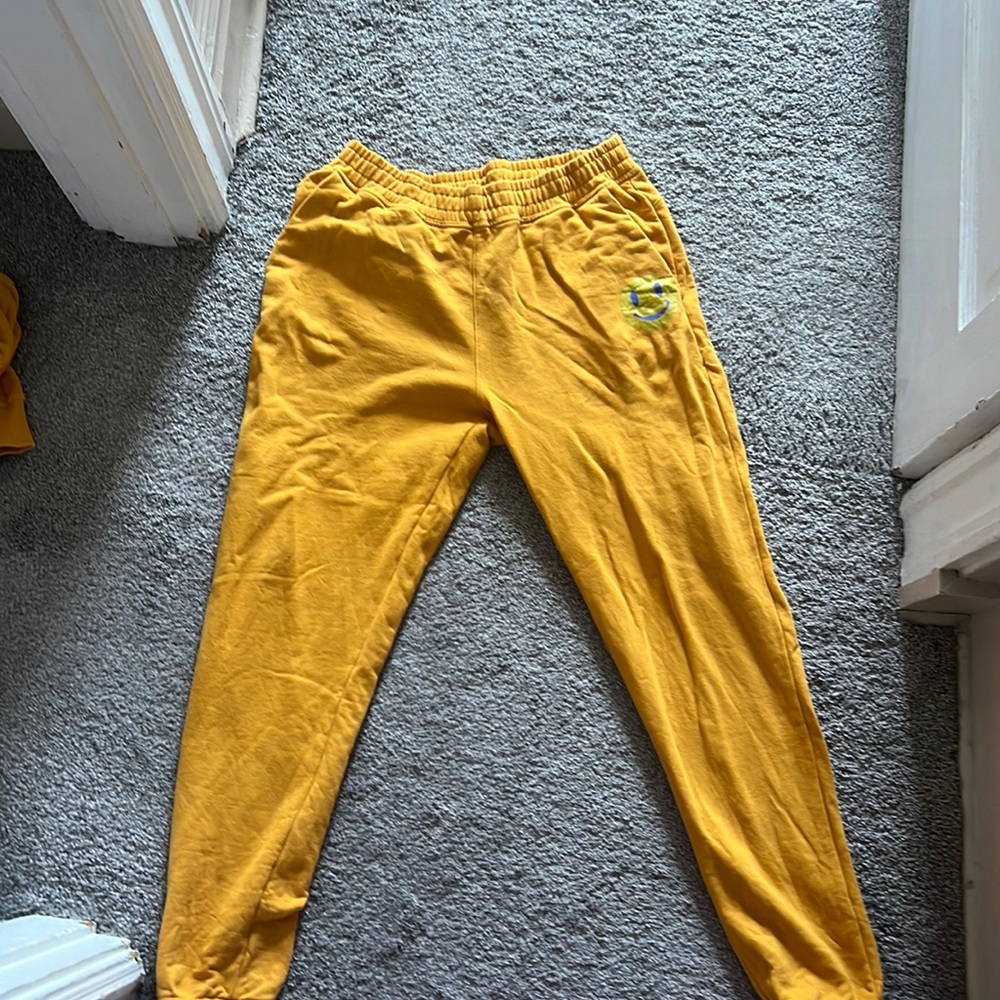 Outdoor Voices Yellow Smiley Face Sweatpants